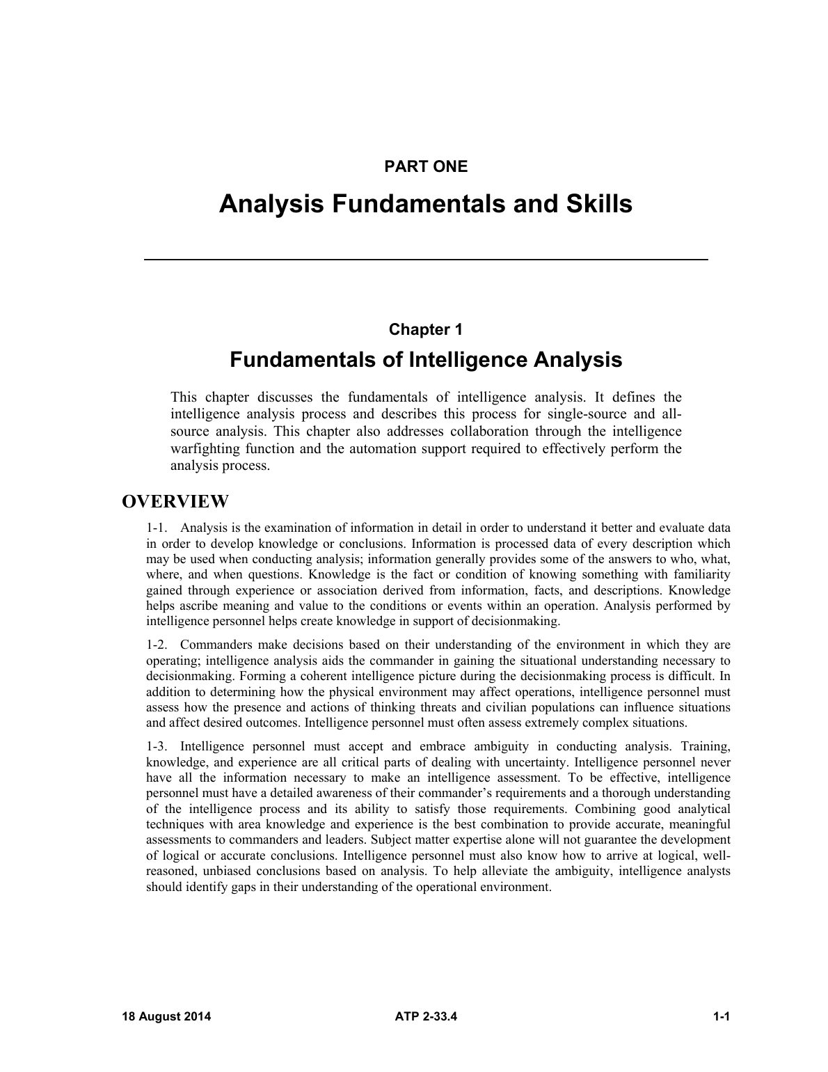 Intelligence Analysis