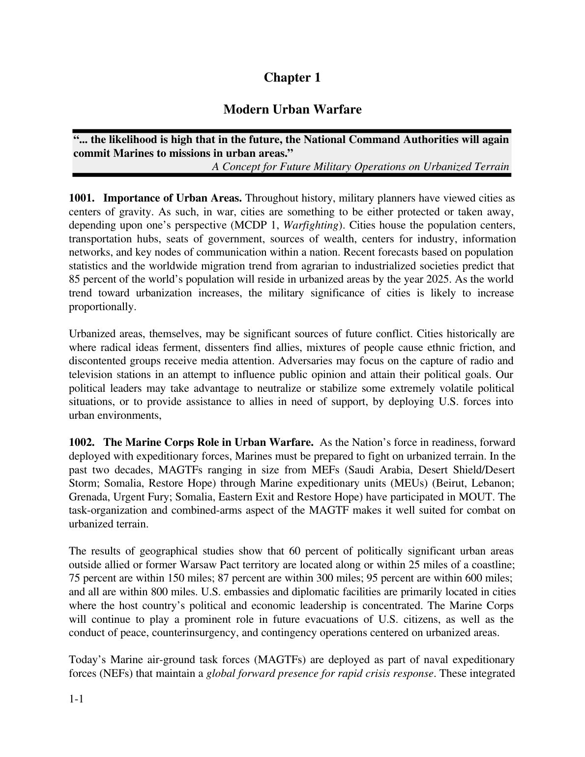 Military Operations on Urbanized Terrain (MOUT)