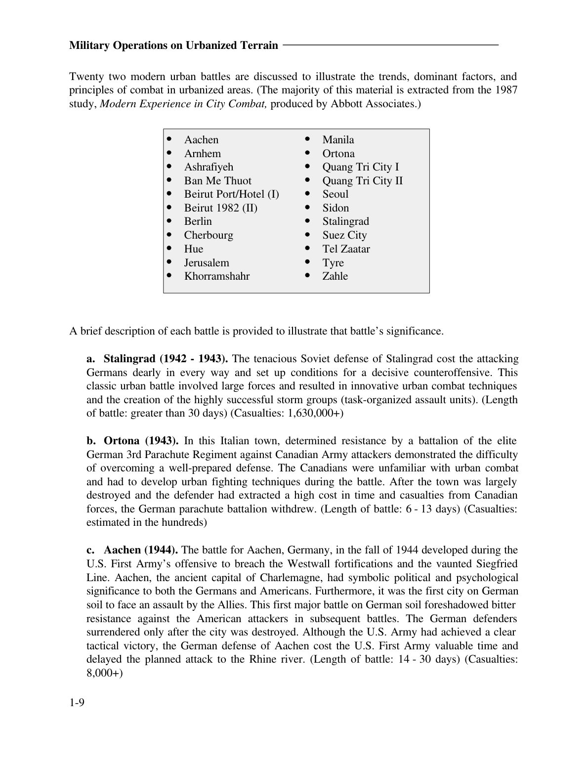 Military Operations on Urbanized Terrain (MOUT)