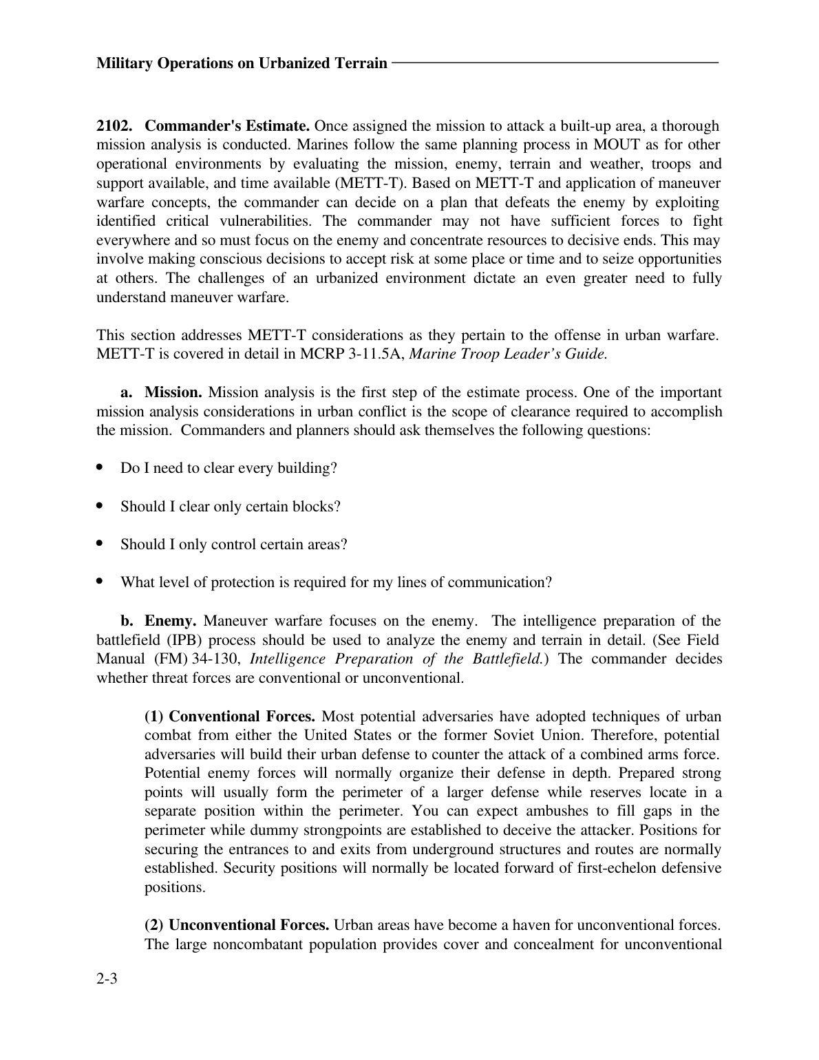 Military Operations on Urbanized Terrain (MOUT)