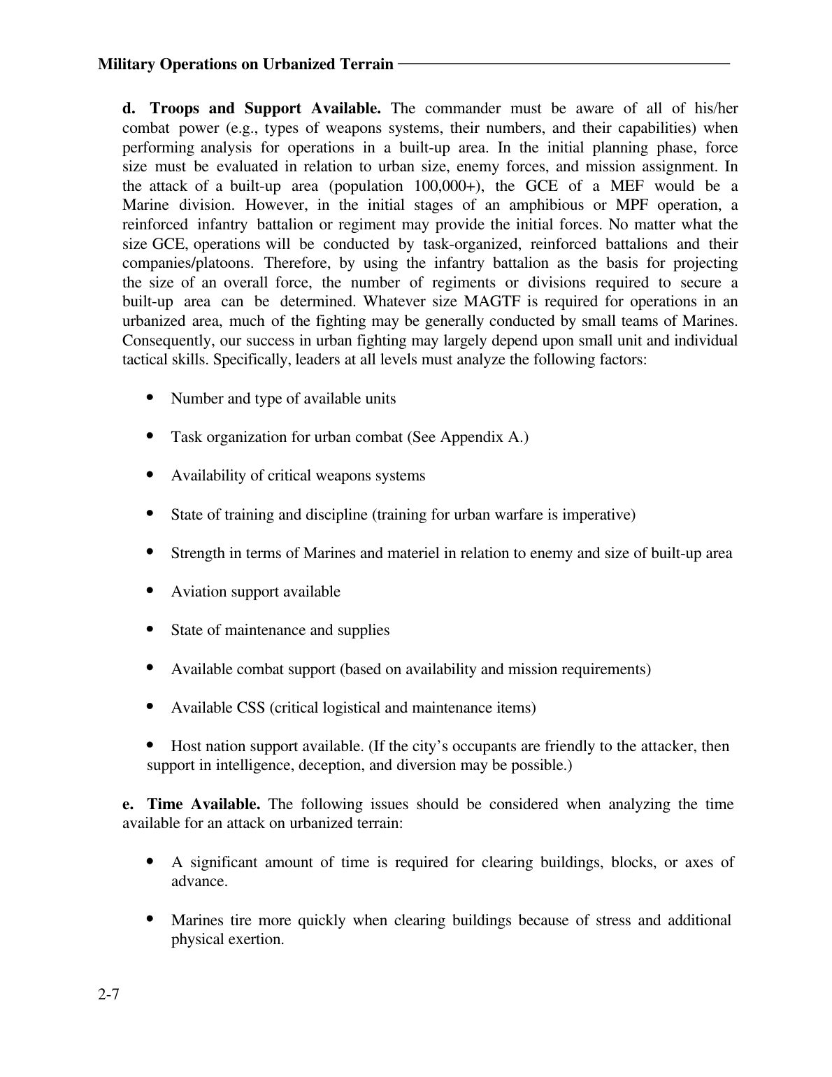 Military Operations on Urbanized Terrain (MOUT)