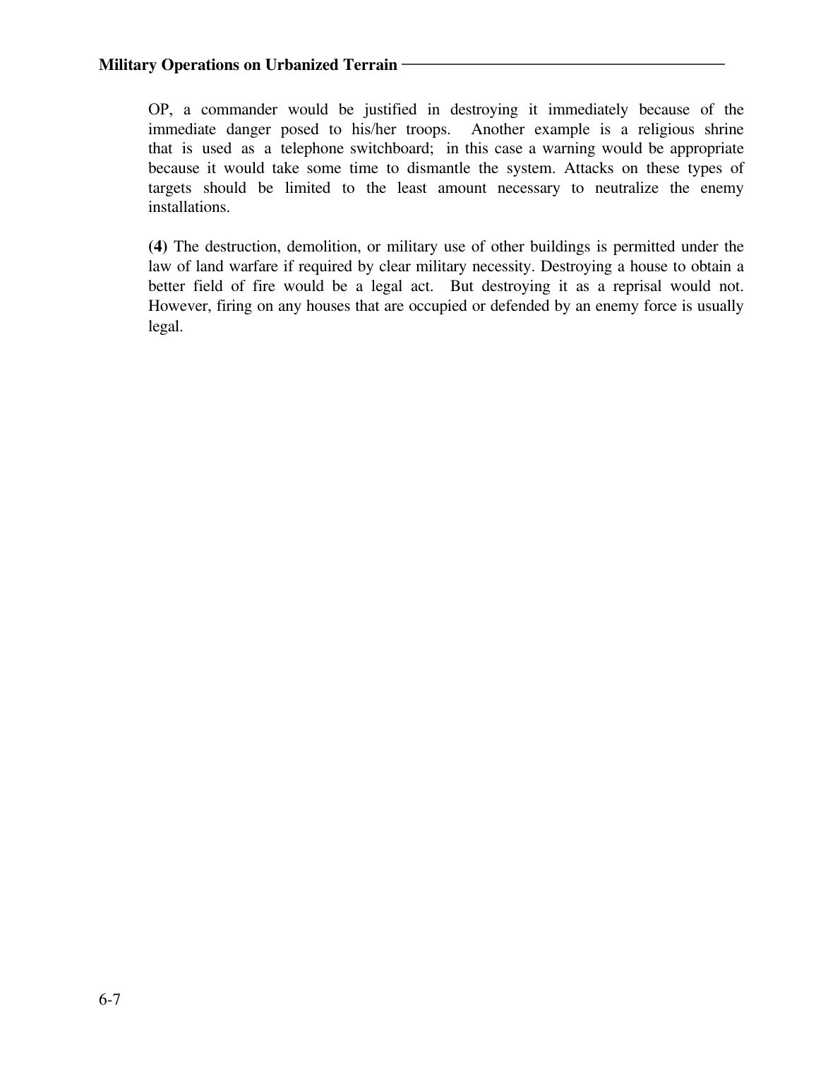 Military Operations on Urbanized Terrain (MOUT)
