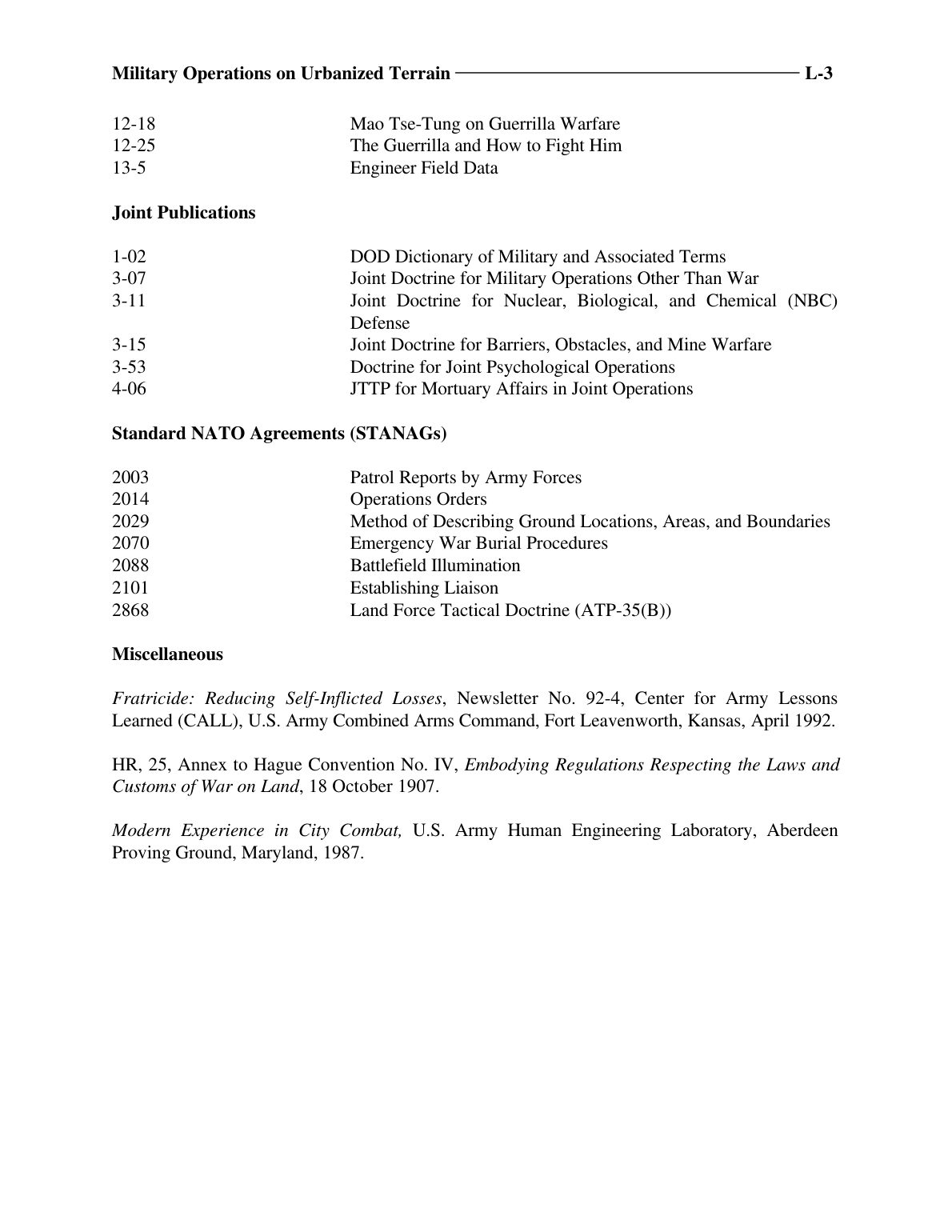 Military Operations on Urbanized Terrain (MOUT)